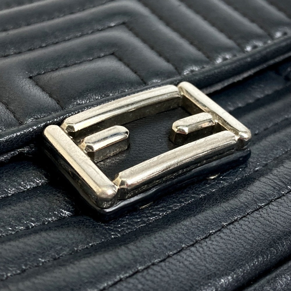 FENDI Black Leather Pochette Shoulder Bag - Picture 9 of 16